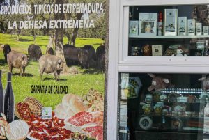 I Extremadura er grisene svarte og lever av eikenøtter. I Caceres møter du dem på plakater og på tallerkenen.