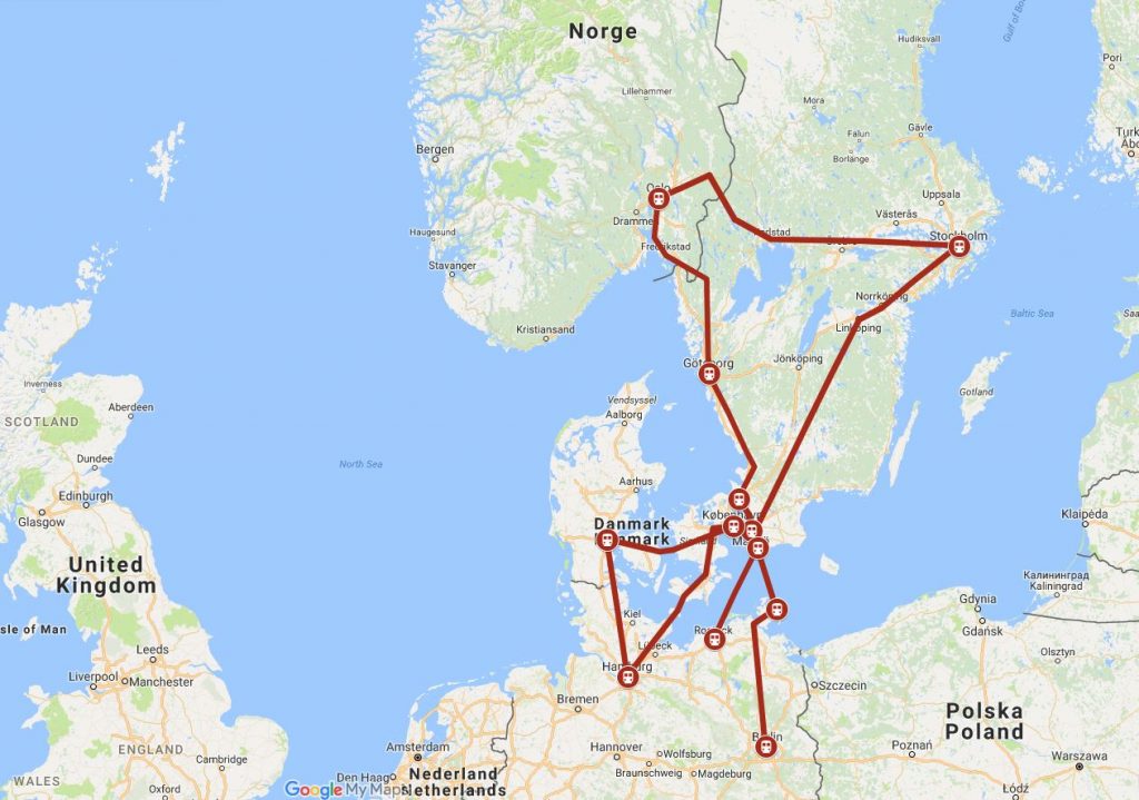 Tog fra Oslo S til Europa sommeren 2018.