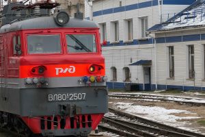 Et lokomotiv fra Russian Railways fotografert på stasjonen i Vladimir.